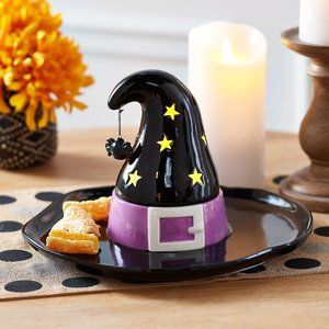 NEW Mr. Halloween Illuminated Witch's Hat Chip and Dip Bowl